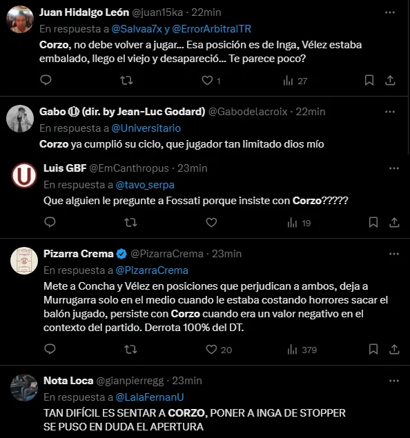 Hinchas de Universitario molestos con Aldo Corzo (Foto: X).