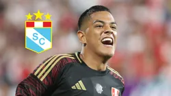 Joao Grimaldo vistiendo la camiseta de la Selección Peruana.