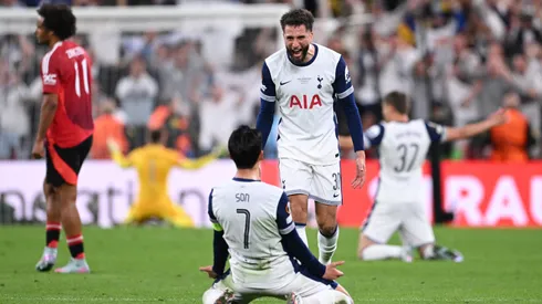 El festejo entre Bentancur y Son.