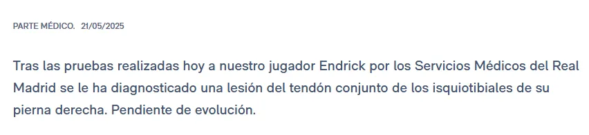 Parte médico Real Madrid (Foto: Real Madrid).