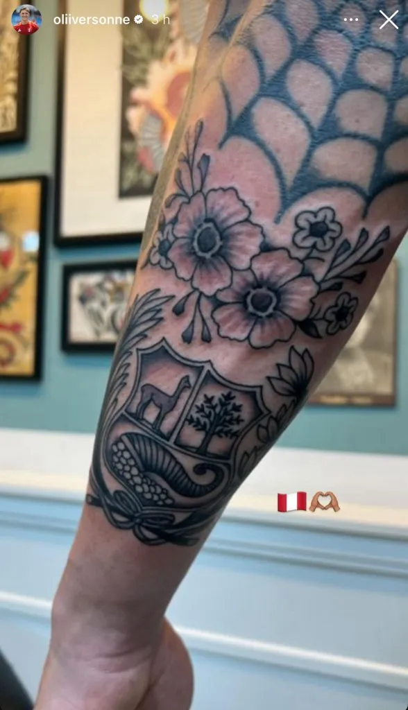 Tatuaje de Oliver Sonne (Captura Instagram).