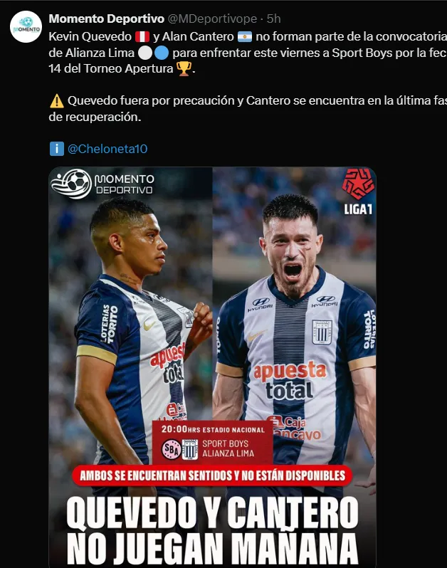 Fuente: @MDeportivope