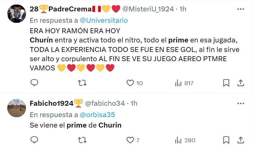 Hinchas de Universitario destacan a Churín. (Foto: Captura X)