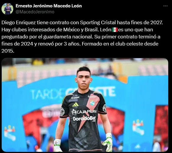 Diego Enríquez seguido por varios equipos (Foto: X).