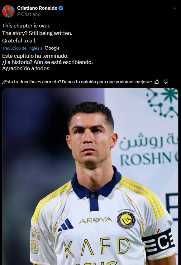 Publicación de Cristiano Ronaldo (Foto: X).