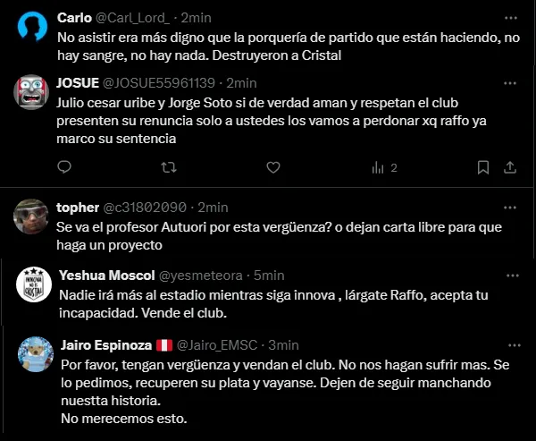 La reacción del hincha de Sporting Cristal (Foto: X).