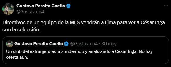 Vienen a ver a César Inga desde la MLS (Foto: X).