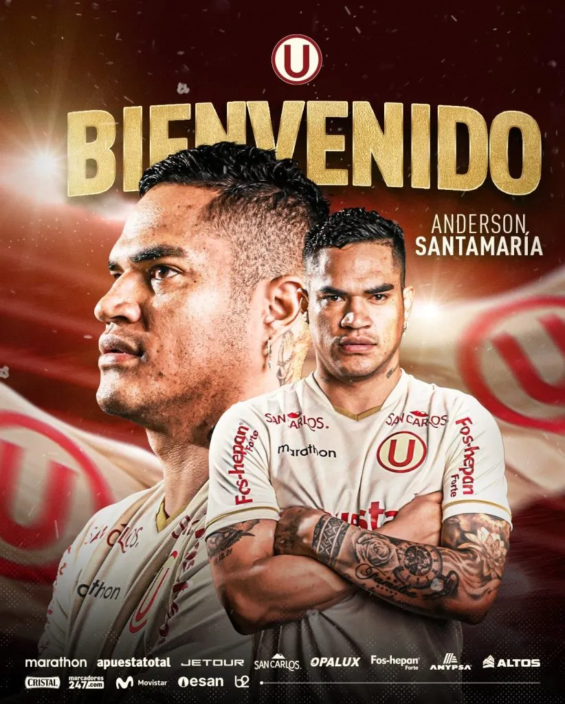 Anderson Santamaría presentado en Universitario. (Foto: X).