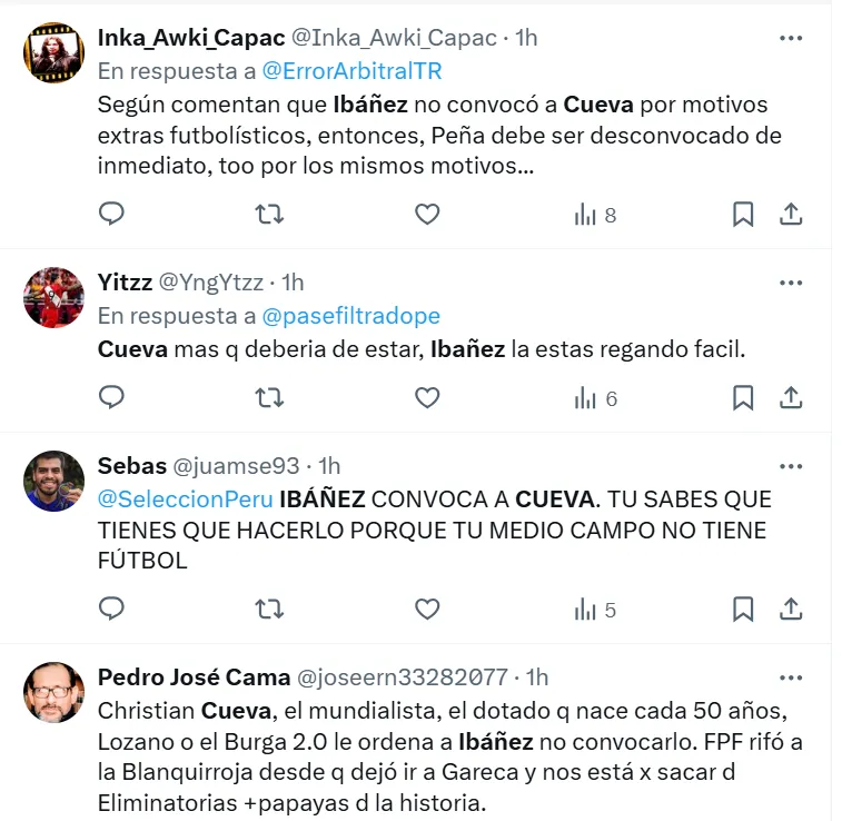 Los hinchas de Perú se quejaron de Ibáñez tras no convocar a Cueva. (Foto: Producción Bolavip)