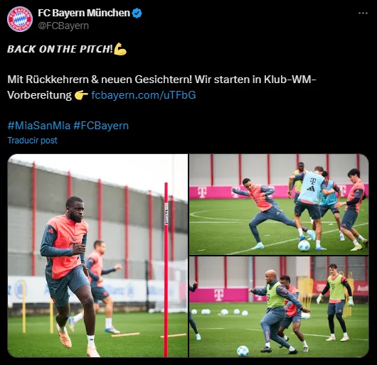 Los entrenamientos del Bayern para el Mundial de Clubes (X @FCBayern).