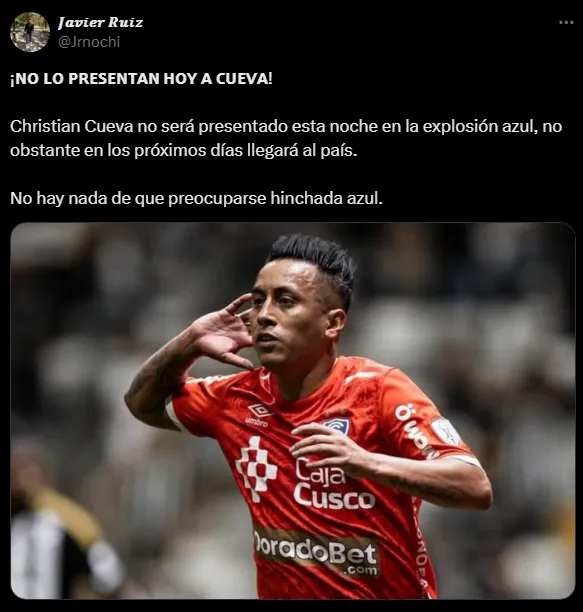 Christian Cueva llegará en los próximos días (Foto: X).