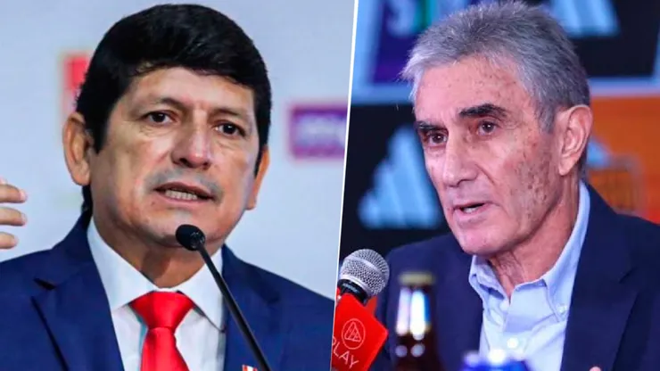 Agustín Lozano, actual presidente de la FPF, y Juan Carlos Oblitas, ex director deportivo.