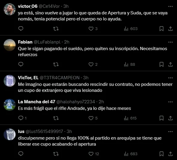 Hinchas molestos por la nueva lesión de Cantero (Foto: X).