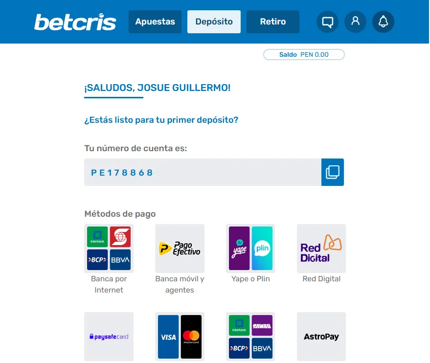 Betcris opiniones Métodos de pago