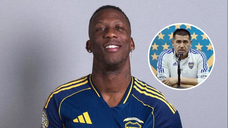 Luis Advíncula y Juan Román Riquelme de Boca Juniors.
