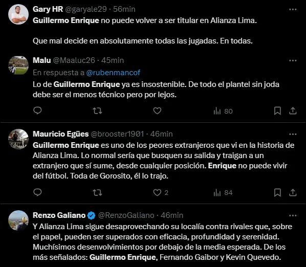 Hinchas molestos con Guillermo Enrique (Foto: X).