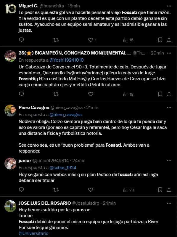 Críticas de los hinchas a Jorge Fossati (Foto: X).