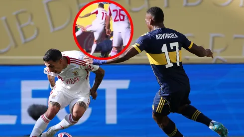 Luis Advíncula y su patada a Ángel Di María.