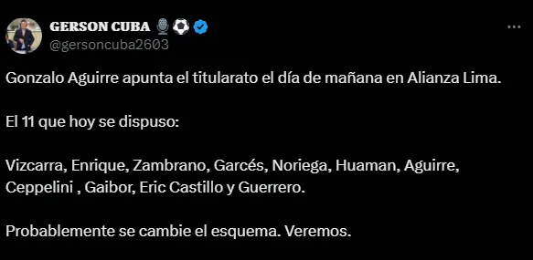 Cambio de sistema de Alianza Lima (Foto: X).