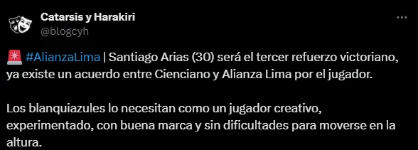 Santiago Arias llegaría a Alianza Lima (Foto: X).