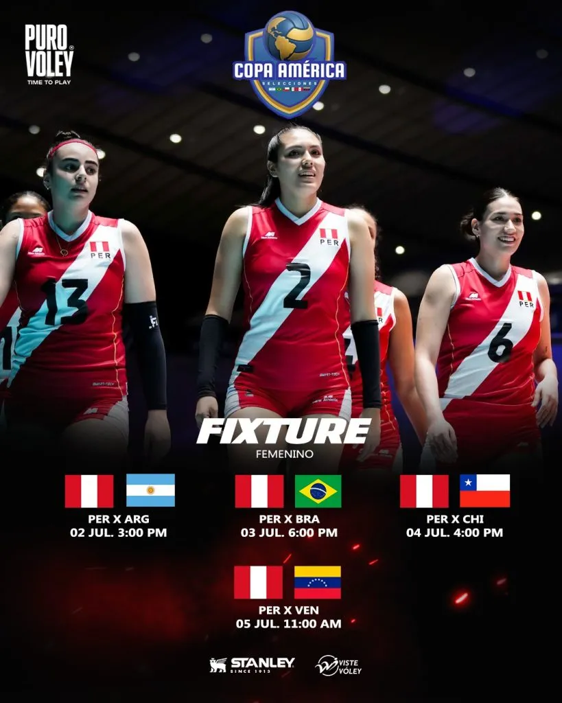 Fixture de Perú en la Copa América 2025 (Puro Vóley).