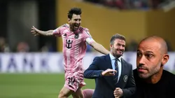 Lionel Messi, David Beckham y Javier Mascherano del Inter Miami.