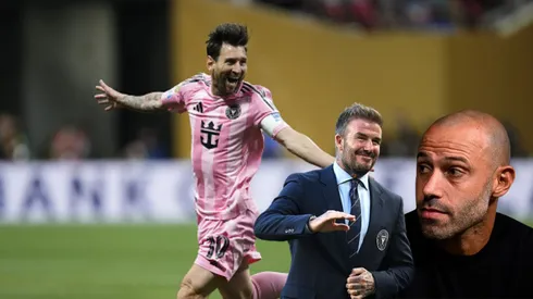 Lionel Messi, David Beckham y Javier Mascherano del Inter Miami.