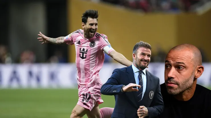 Lionel Messi, David Beckham y Javier Mascherano del Inter Miami.