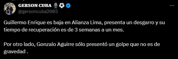 Guillermo Enrique descartado (Foto: X).