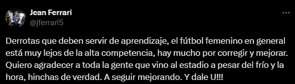 Jean Ferrari expresó su opinión tras la derrota de Universitario (Foto: X).