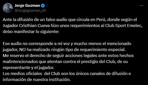 Publicó el Jorge Guzmán (Foto: X).