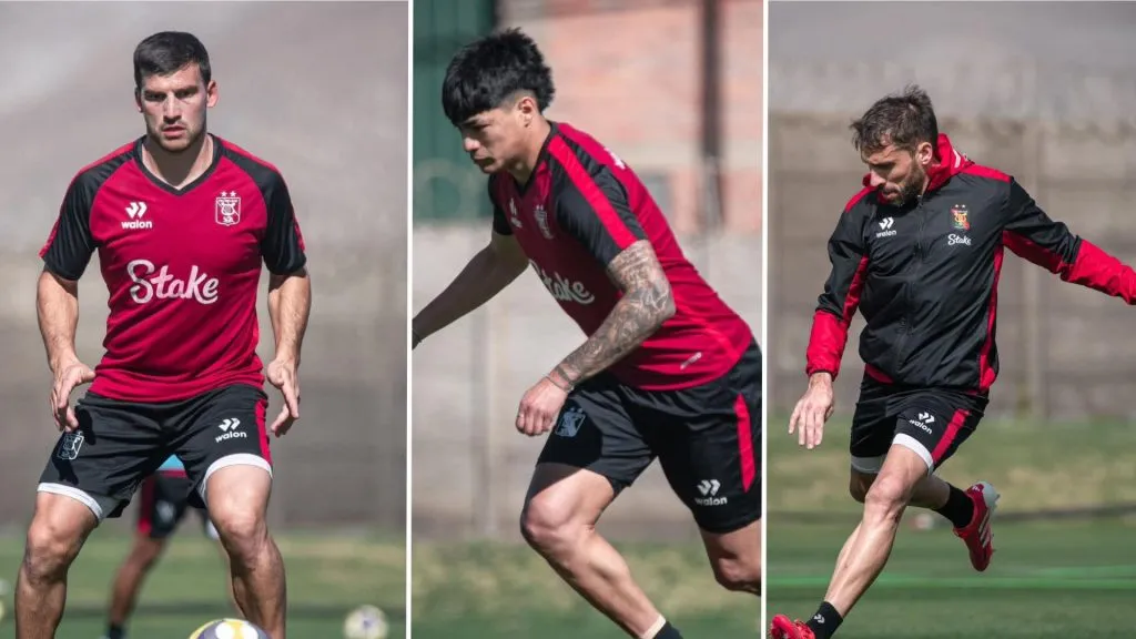 Bernardo Cuesta, Kenji Cabrera y Cristian Bordacahar de FBC Melgar.