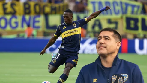 Luis Advíncula y Juan Román Riquelme de Boca Juniors.