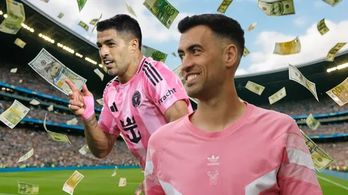 Luis Suárez junto a Sergio Busquets.