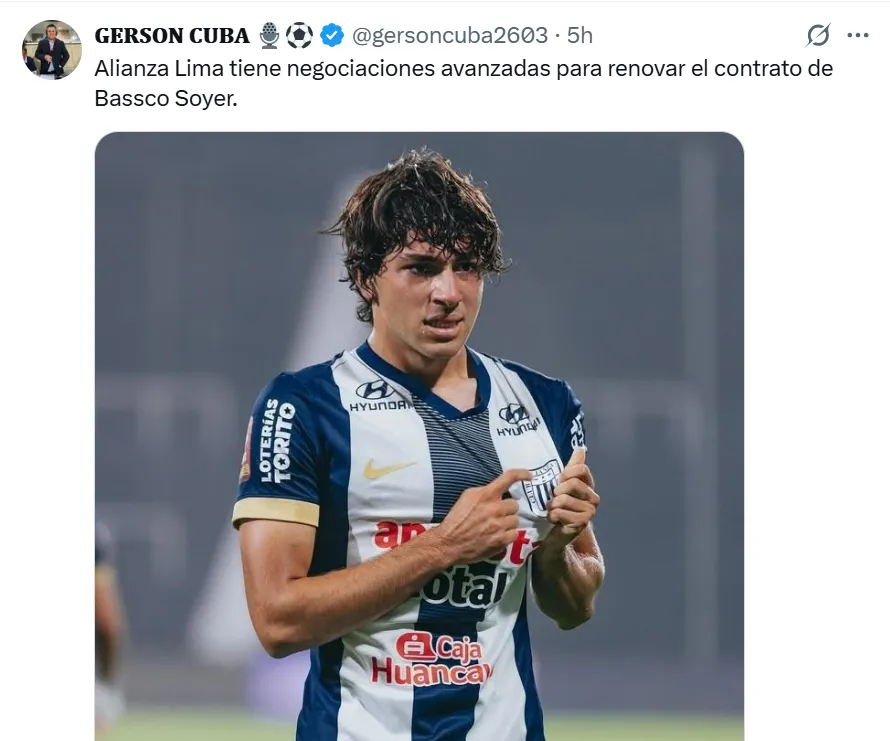 Bassco Soyer cerca de renovar con Alianza Lima.