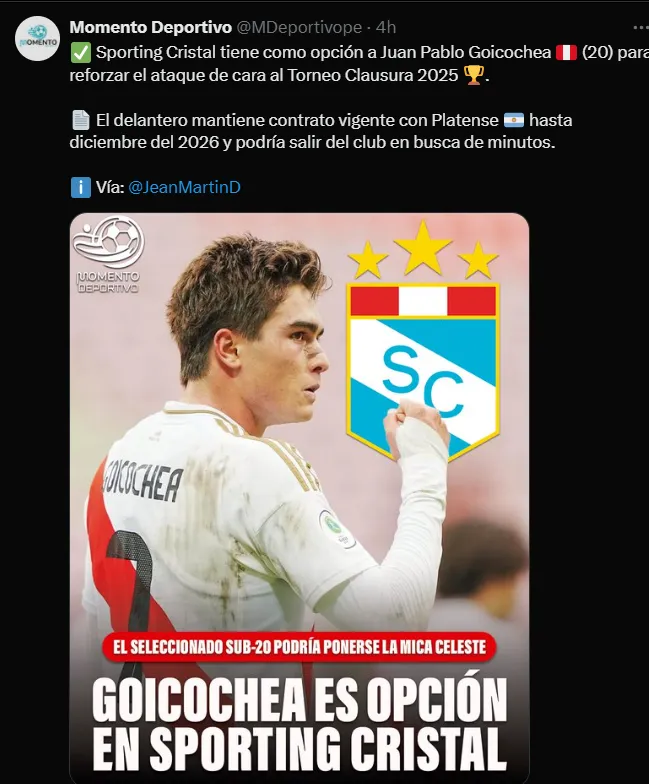 Fuente: @MDeportivope