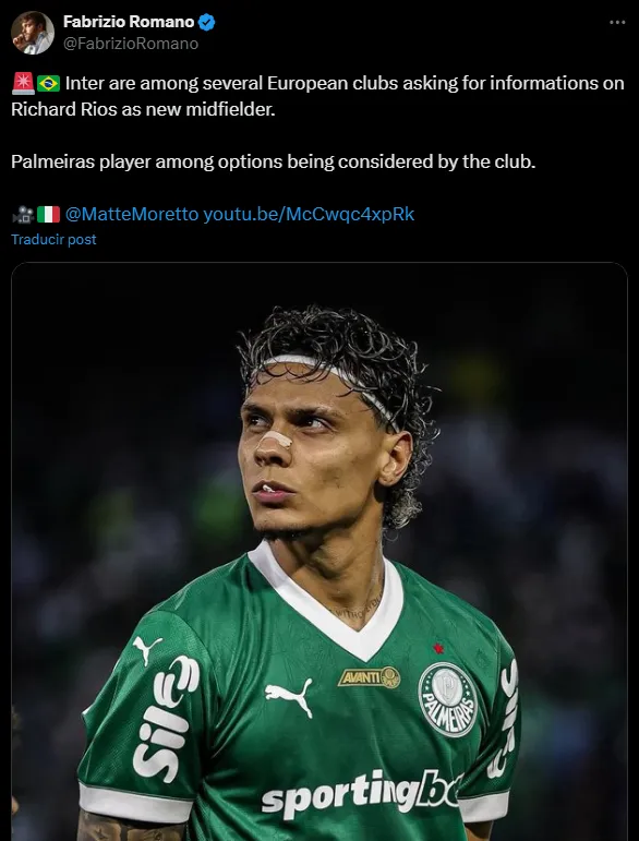 Richard Ríos buscado en Europa (Foto: X).