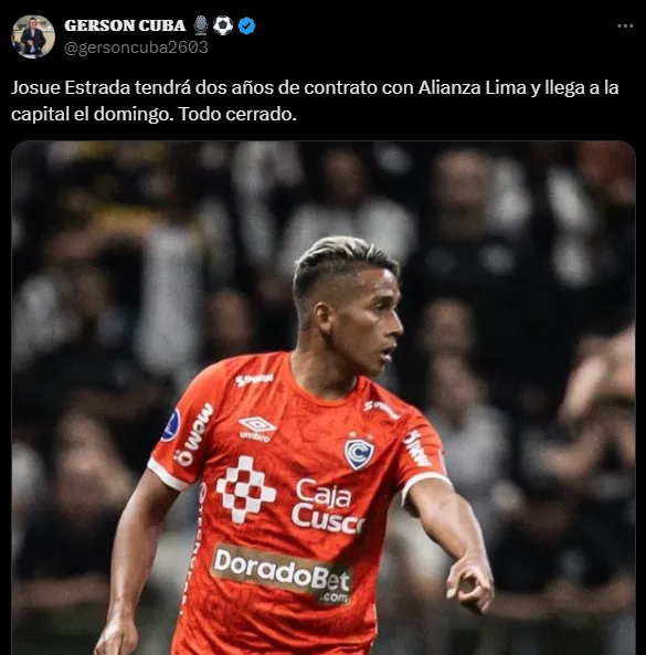 Josué Estrada llega a Alianza Lima (Foto: X).