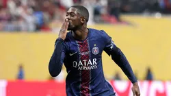 Ousmane Dembélé y su festejo tras marcarle al Bayern Múnich.