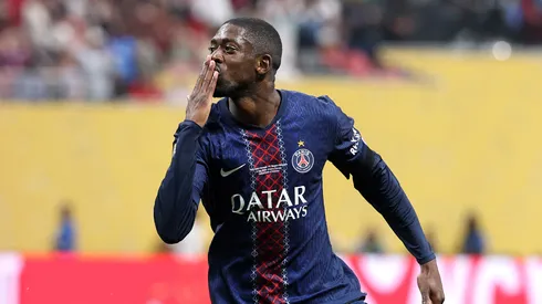 Ousmane Dembélé y su festejo tras marcarle al Bayern Múnich.
