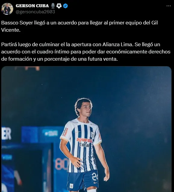 Bassco Soyer dejaría Alianza Lima (Foto: X).