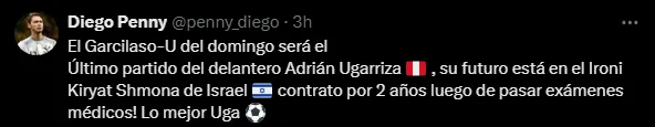 Adrián Ugarriza se va de Deportivo Garcilaso (Foto: X).