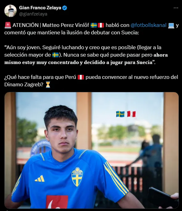 Matteo Pérez prioriza Suecia (Foto: X).