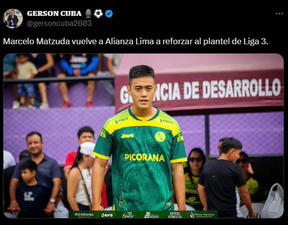 Marcelo Matzuda regresa a Alianza Lima (Foto: X).