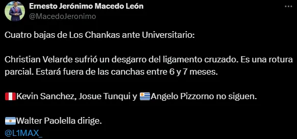 Bajas de Los Chankas (Foto: X).