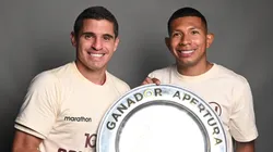 Aldo Corzo y Edison Flores como campeones del Apertura.
