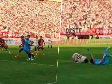 Fuerte choque entre Franco Saravia y Martín Pérez Guedes: arquero de Chankas salió en camilla