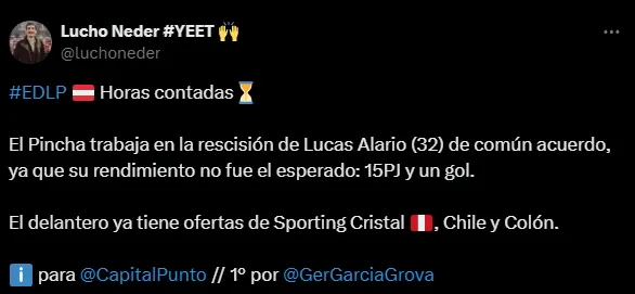 Lucas Alario opción para Sporting Cristal (Foto: X).