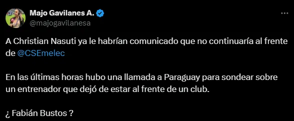 Fabián Bustos en la mira de Emelec (Foto: X).