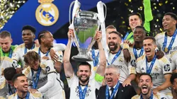 El festejo del plantel merengue al conseguir la 15° Champions, en 2024.